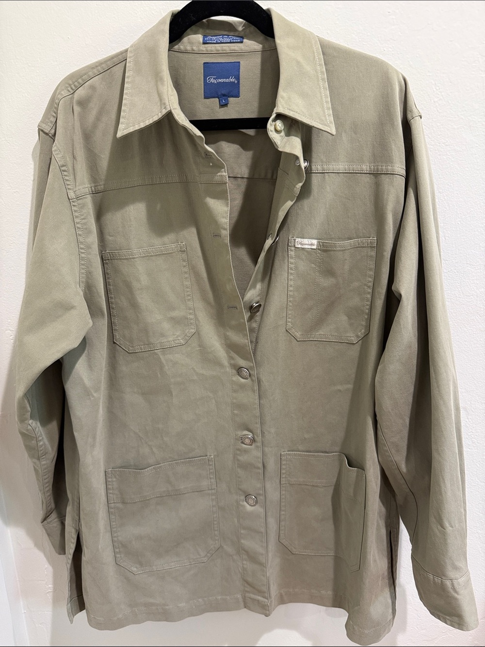 Vintage Faconnable Light Olive Button-Front utility chore shirt/jacket